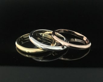 Set of 3 Gold Silver and Rose Gold Stack Rings // 925 Sterling Silver