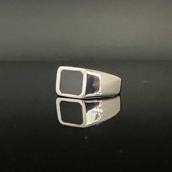 Onyx Signet Ring // 925 Sterling Silver // Sizes 8 to 11 Available // Men’s Black Onyx Ring