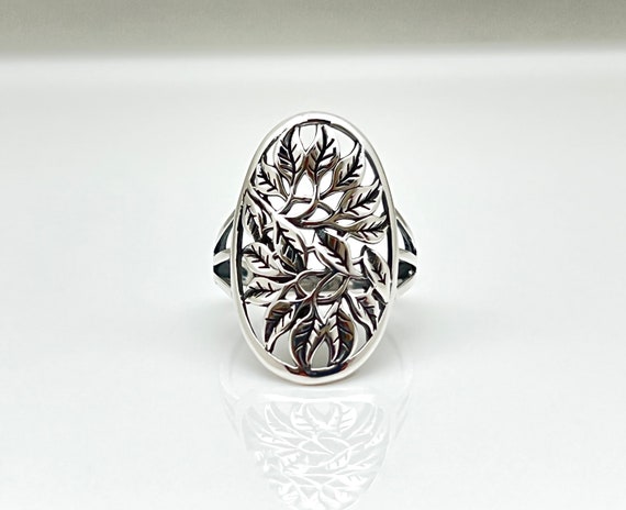 agete silver ring 指輪 «Leaf design» 925 Sterling Silver Leaf Ring, Leaf Ring,open Ring