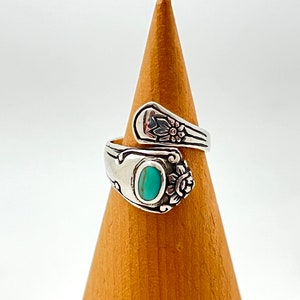 Sterling Spoon Ring with Turquoise // 925 Sterling Silver // Sizes 5 to 10 image 3