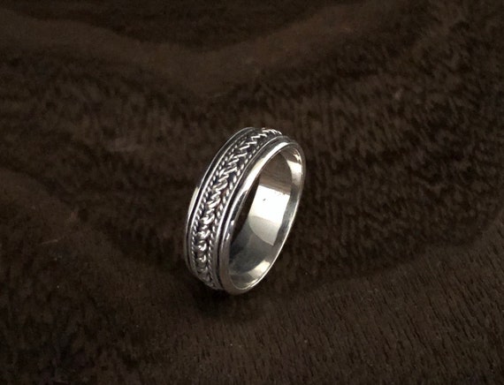 mens spin ring sterling silver Hallmarked 925 large sizes 7us to 12us spinner