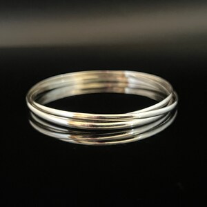 Rolling Bangle - Set of 3 Intertwined Rolling Bangles - 925 Sterling Silver - Fits 7 Inch Wrist