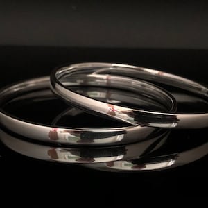 Flat Sterling Silver Bangle: Minimalist Round Bracelet - Etsy
