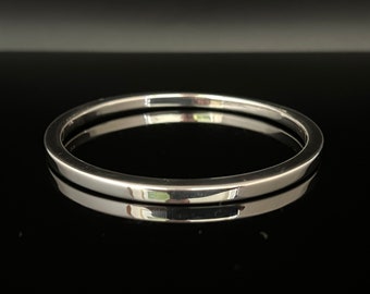 Heavy Squared Round Silver Bangle - Simple Round Silver Bangle - 925 Sterling Silver
