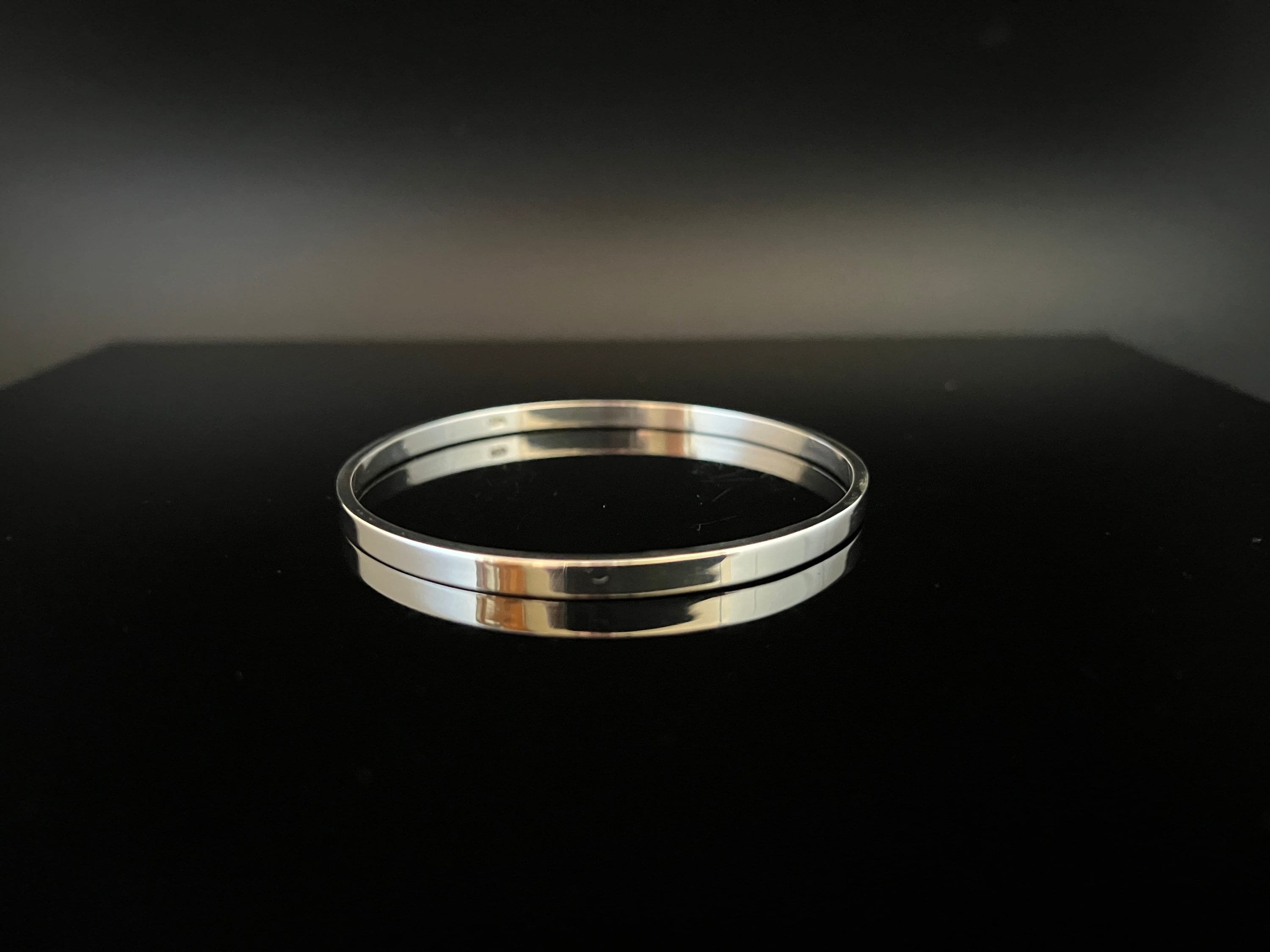 5mm Flat Bangle Bracelet - 925 Sterling Silver -- Silver