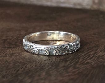 Filigree Silver Bali Ring // 925 Sterling Silver // Sterling Filigree Band Ring // Sterling Filigree Ring