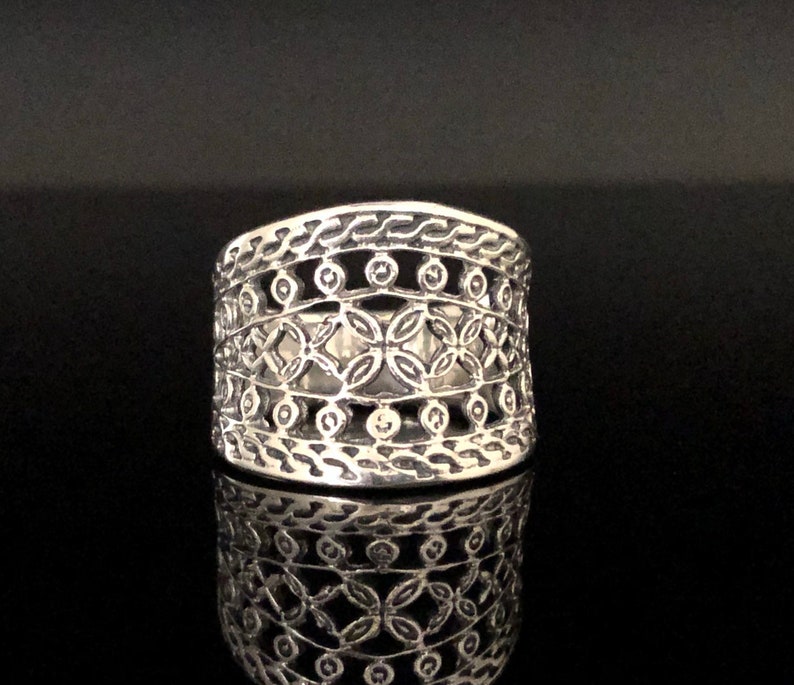Etched Silver Ring Detailed Silver Ring Filigree Silver Ring Sterling Silver
