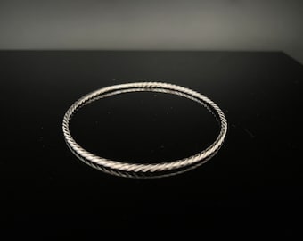 Round Twist Silver Bangle 925 Sterling Silver