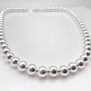 8mm Italian Silver Bead Necklace or Bracelet // 925 Sterling Silver // 7 to 20 Inches Length // Lobster Clasp // Ball Necklace image 2