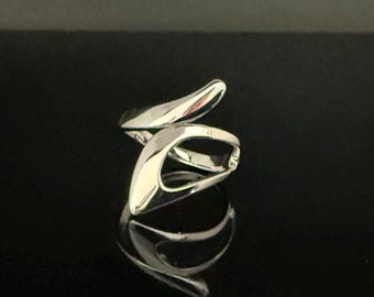 Bypass-Ring aus Sterlingsilber – Minimalistischer Wickelring, moderner Daumenring, ideales Geschenk für jeden Tag