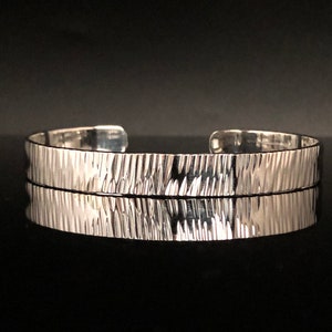 Textured Silver Cuff - 925 Sterling Silver - 9mm -- Silver Cuffs