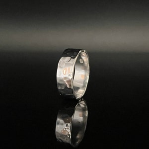 Handmade Hammered 925 Sterling Silver Band Ring - 7mm