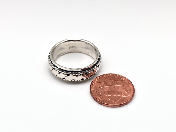 Wide Band Hammered Rope Spin Ring: Oxidized Sterling Silver 925 - Etsy