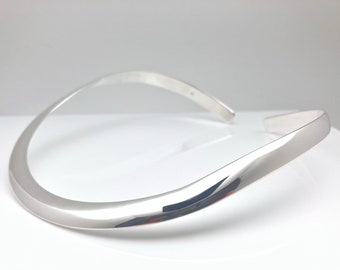 Sterling Silver Statement Choker: 10mm Open Ended Collar, 18 Inch