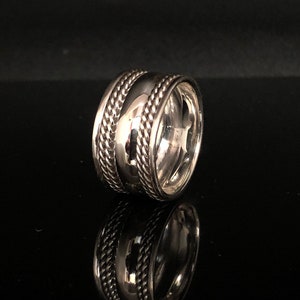 Double Rope Braid Silver Ring // 925 Sterling Silver // Wide Sterling Band Ring