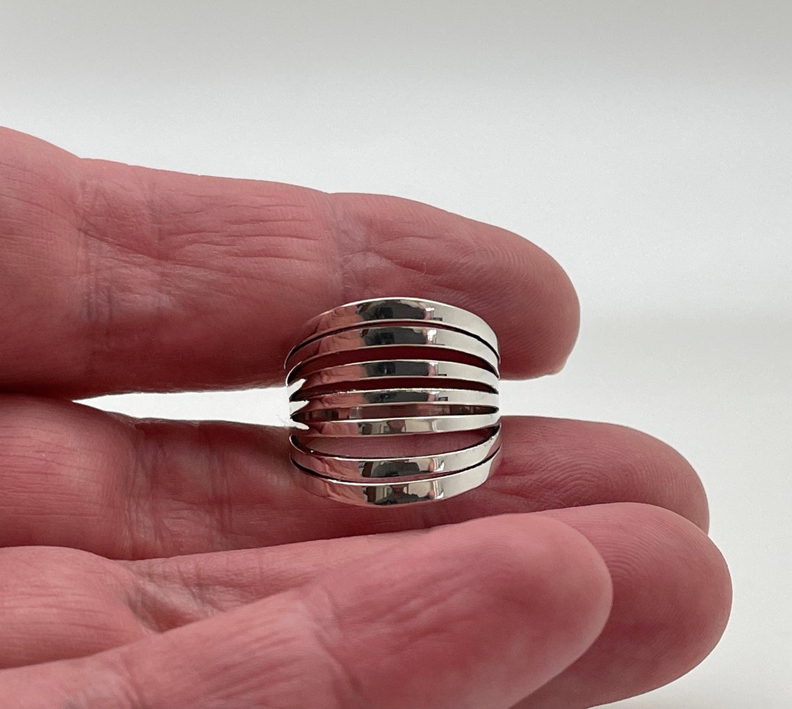 Layered Concave Silver Ring // Sterling Silver // Ring for Women - Etsy