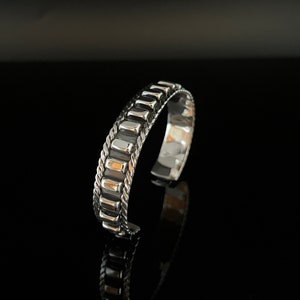 Manchette géométrique tressée en argent - Argent sterling 925 - Fait main
