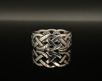 Braided Silver Ring // Interwoven Silver Band Ring // Rustic Men's Ring // 925 Sterling Silver