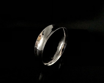 Wide Concave Sterling Silver Bangle - 20mm