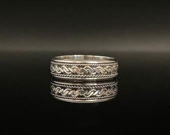 Bali Style Rope Spin Ring // 925 Sterling Silver // Oxidized Spinner Ring
