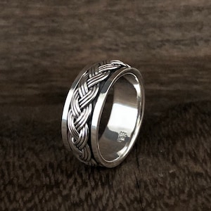 Braided Silver Spin Ring // Braid Design Spinner Ring // Silver Spin Rings