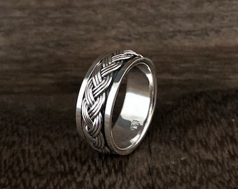 Geflochtener Sterling Silber Spinner Ring - Braid Design, Nickelfrei