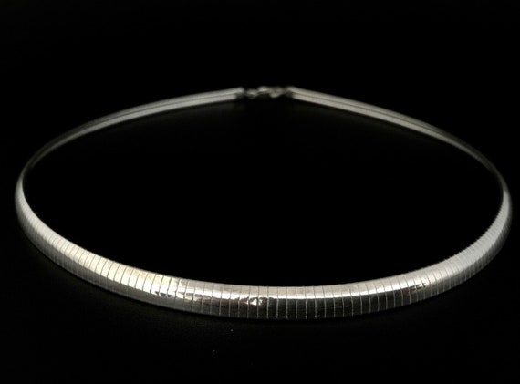 3mm Sterling Silver Domed Omega Chain Necklace - Black Bow Jewelry Company