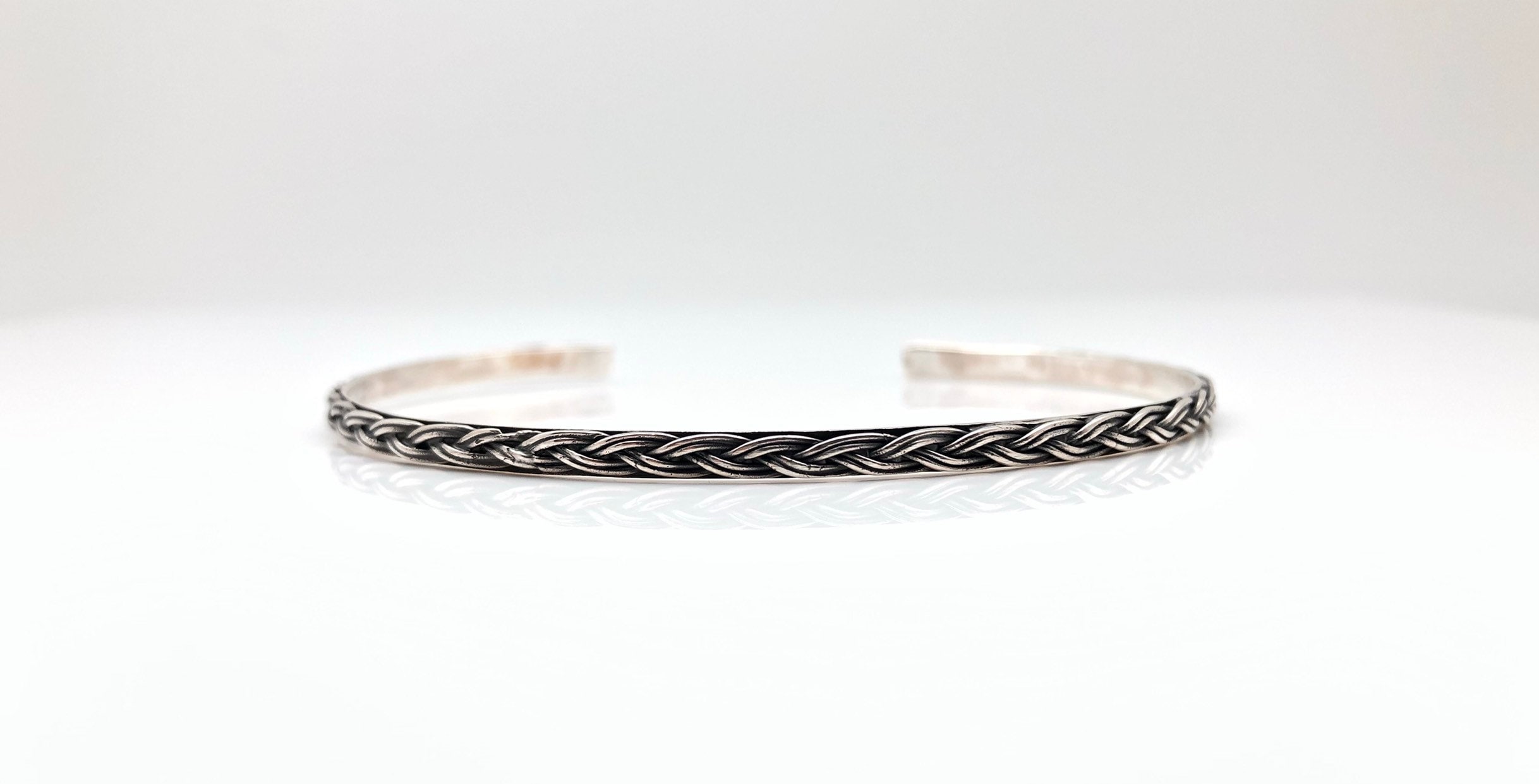 Bracelet Manchette Ethnique En Métal Tressé Bali - Occasion Bon état - Style Argenté Sans Fermoir