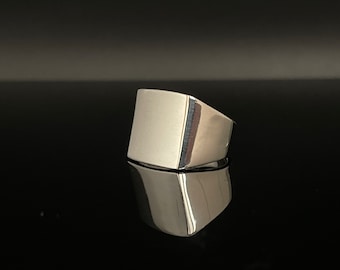 Quadratischer Silber Siegelring // 925 Sterling Silber // Herren Silberring