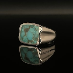 Men’s Turquoise Signet Ring // 925 Sterling Silver // Turquoise Signet Ring // Sizes 7 to 12