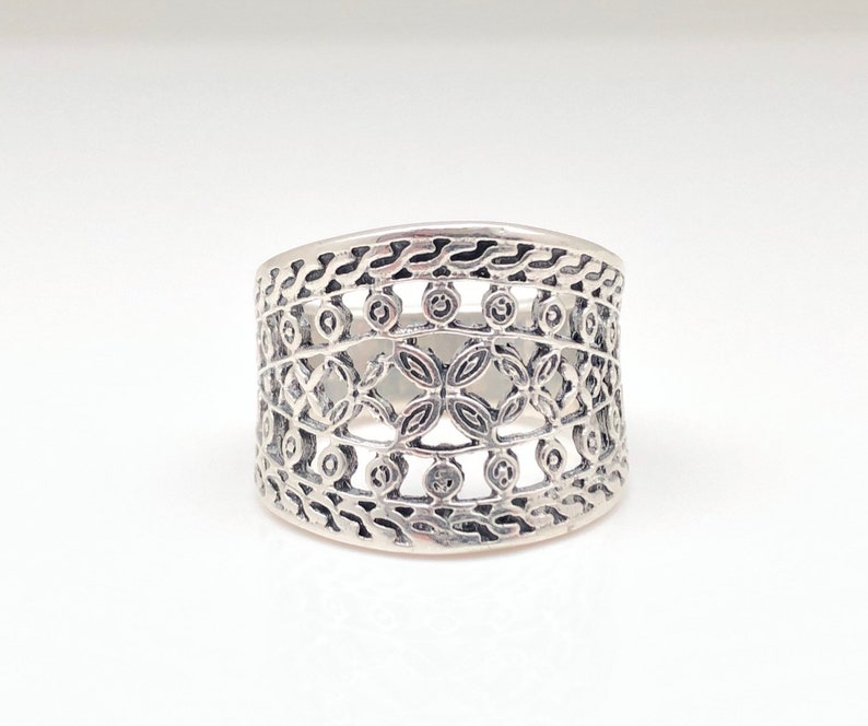 Etched Silver Ring Detailed Silver Ring Filigree Silver Ring Sterling Silver