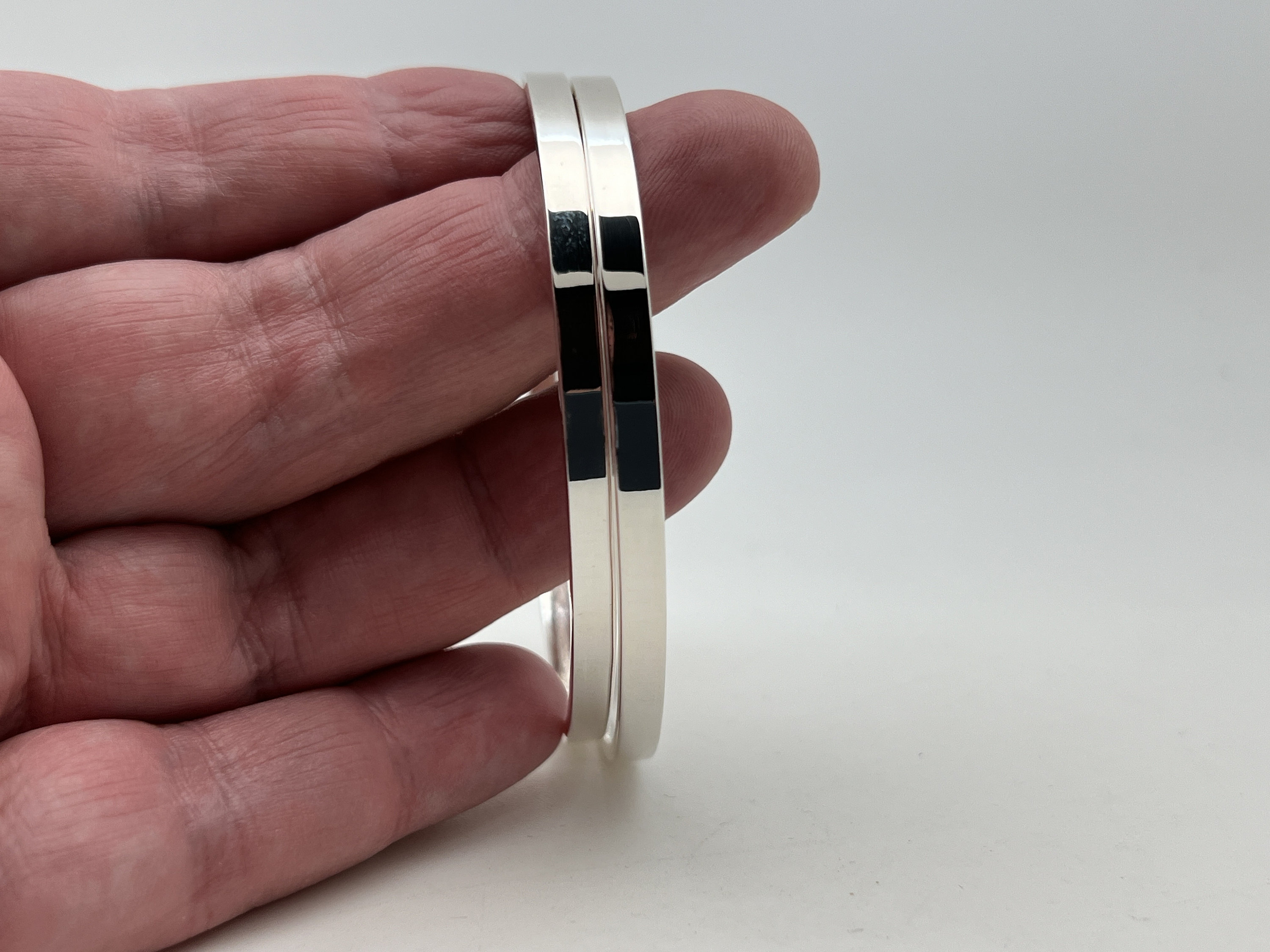 5mm Flat Bangle Bracelet - 925 Sterling Silver -- Silver Bangles