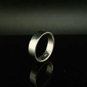 7mm Wide Flat Band Silver Ring // 925 Sterling Silver // Handmade Silver Band Ring