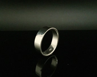 7mm Wide Flat Band Silver Ring // 925 Sterling Silver // Handmade Silver Band Ring