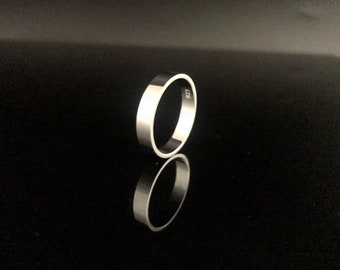 4mm Flat Band Silver Ring // 925 Sterling Silver // Silver Band Ring // Cigar Band Ring // Plain Band Ring