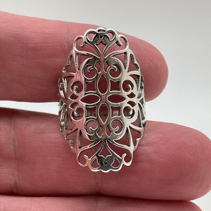 Filigree Silver Ring // 925 Sterling Silver // Silver Scroll Ring imagem 6