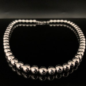 8mm Italian Silver Bead Necklace or Bracelet // 925 Sterling Silver // 7 to 20 Inches Length // Lobster Clasp // Ball Necklace