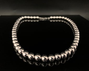 8mm Italian Silver Bead Necklace or Bracelet // 925 Sterling Silver // 7 to 20 Inches Length // Lobster Clasp // Ball Necklace