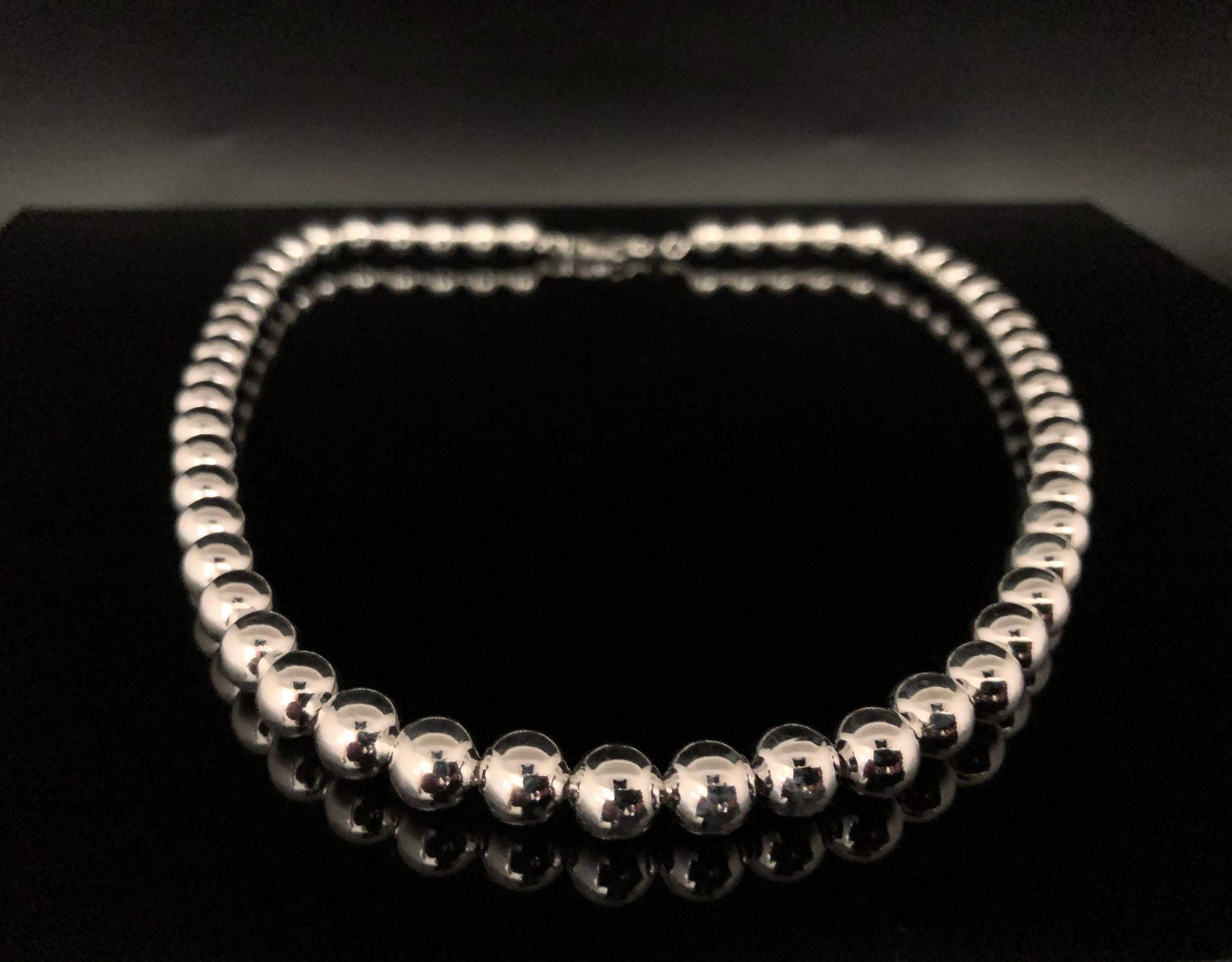 Italian 925 Sterling Silver Bead Necklace or Bracelet: 8mm Ball 