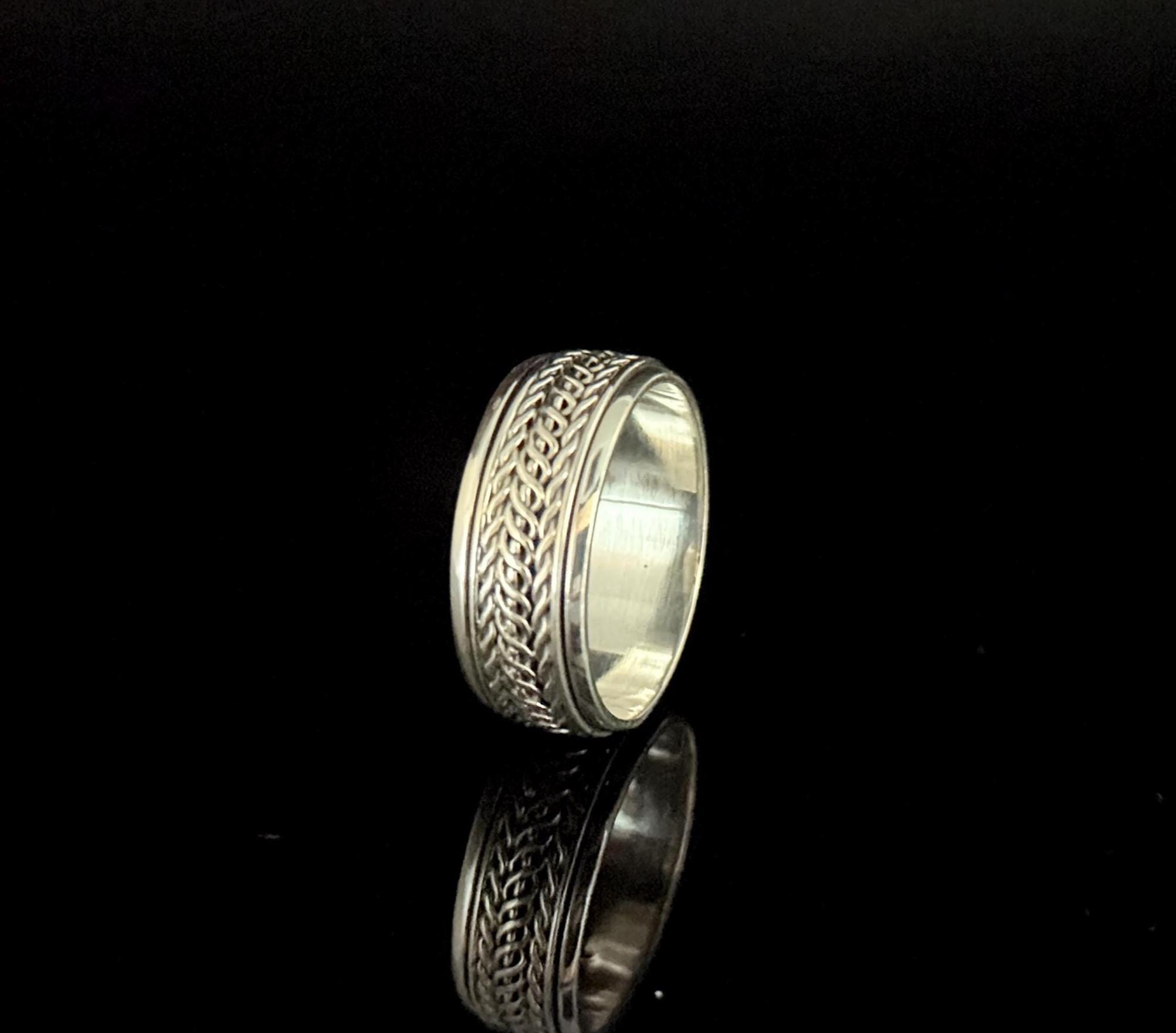 Mens Woven Sterling Silver Spinner Ring: 925 Silver Band - Etsy