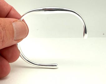 Minimalist Open Sterling Silver Cuff Bracelet - Abstract Design