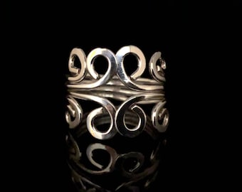 Wire Wrapped Swirl Ring Size 5 - 925 Sterling Silver - Silver Swirl Ring - Sterling Swirl Ring -- Silver Rings
