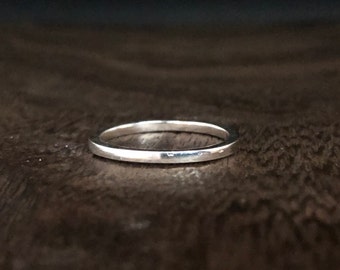 2mm Squared Flat Band Silver Ring // 925 Sterling Silver // Thin Silver Band Ring