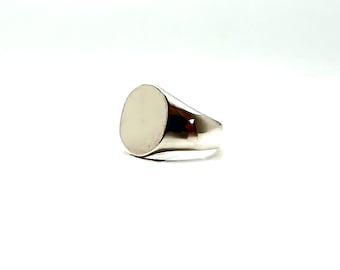 Handmade Large Oval Sterling Silver Signet Ring