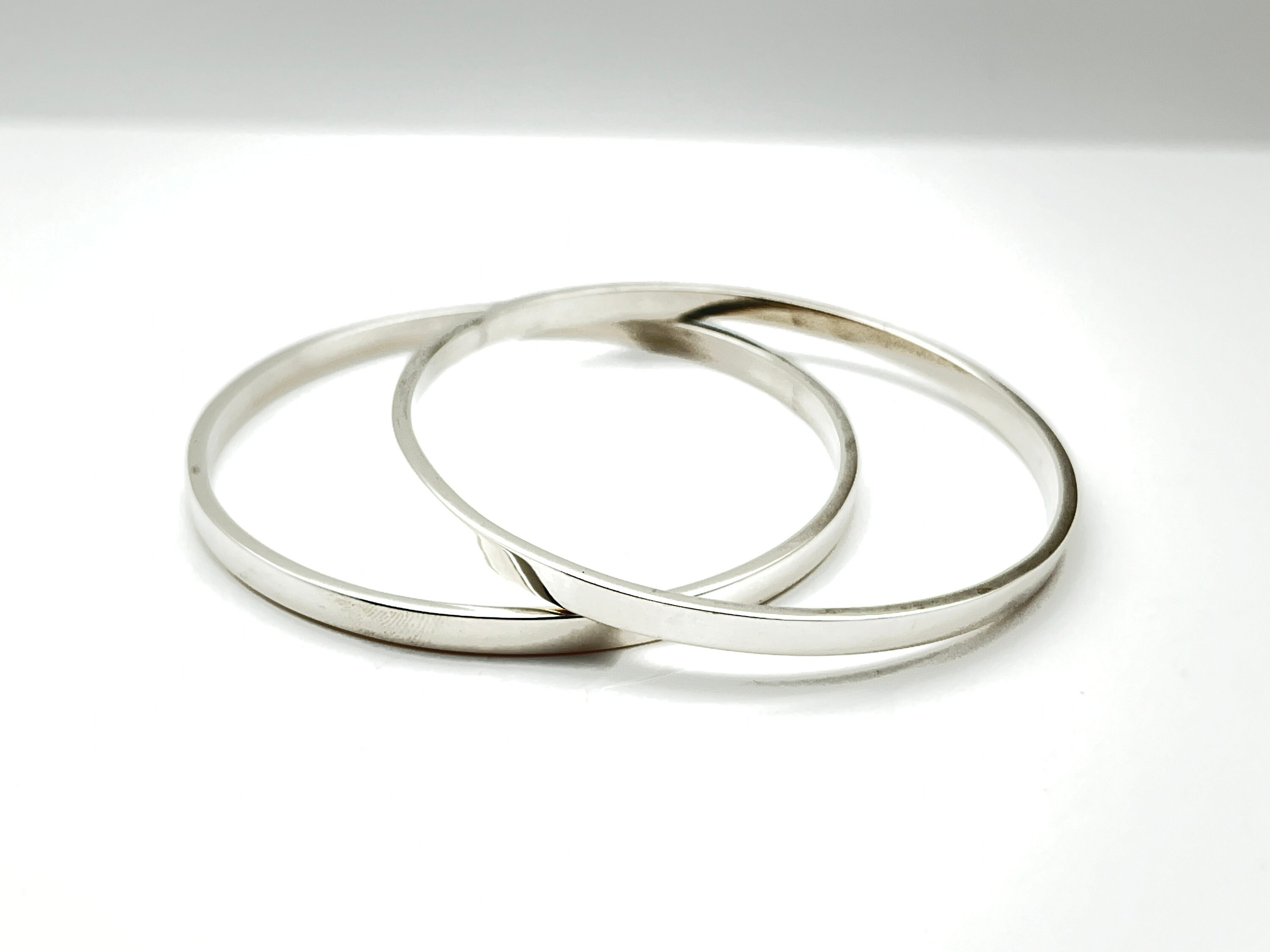 5mm Flat Bangle Bracelet - 925 Sterling Silver -- Silver Bangles