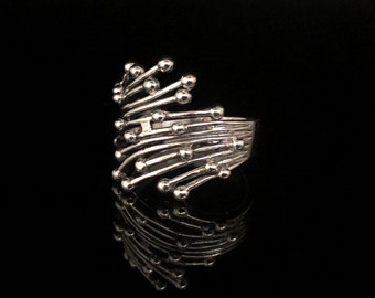 Oxidized Sterling Silver Orbiting Dots Ring - MOMA Style