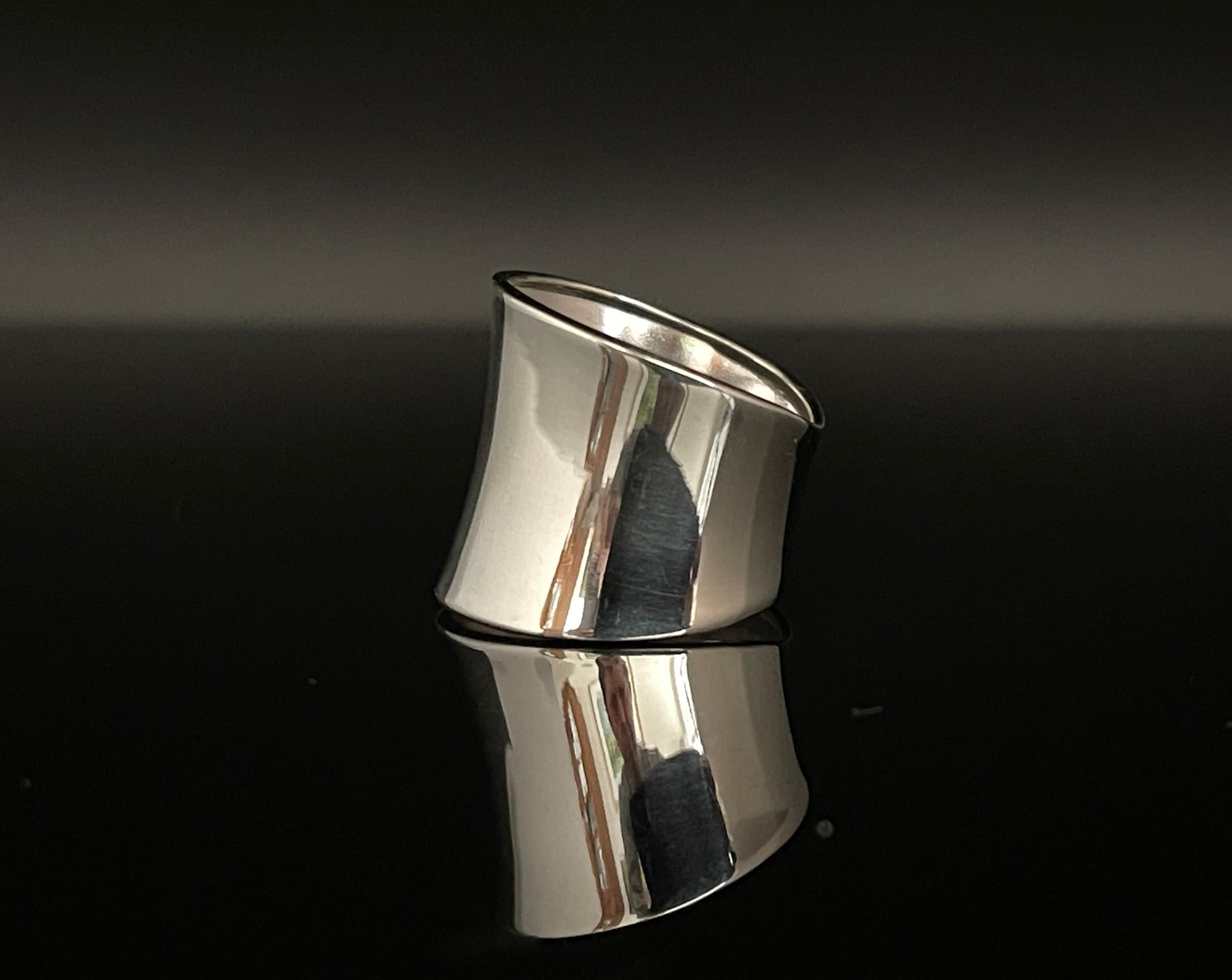 Long Concave Sterling Silver Ring: Minimalist Band - Etsy