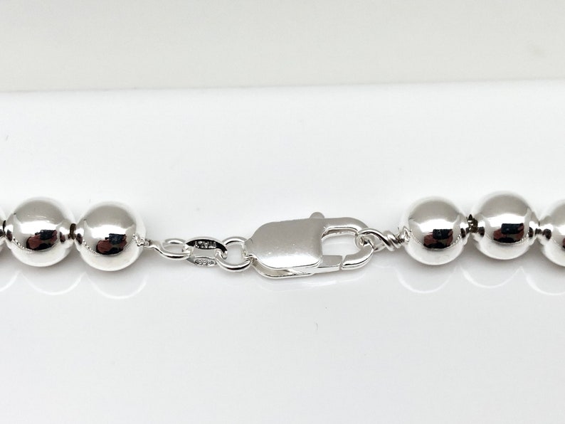 8mm Italian Silver Bead Necklace or Bracelet // 925 Sterling Silver // 7 to 20 Inches Length // Lobster Clasp // Ball Necklace image 5