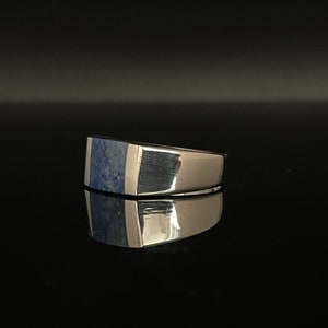 Squared Blue Lapis Signet Ring // 925 Sterling Silver // Sizes 7 to 12 Available // Men’s Lapis Lazuli Ring