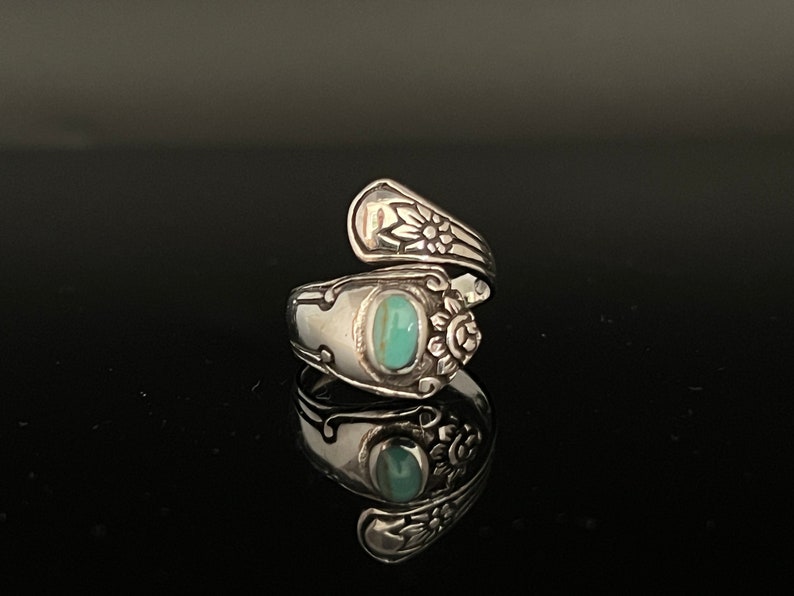 Sterling Spoon Ring with Turquoise // 925 Sterling Silver // Sizes 5 to 10 image 2